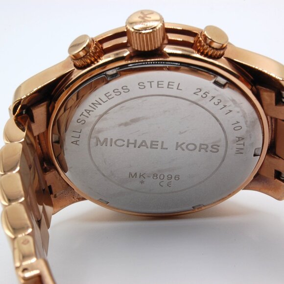 Michael Kors Runway Rose Gold Chronograph Quartz Watch MK-8096 (New Battery) - Picture 5 of 6